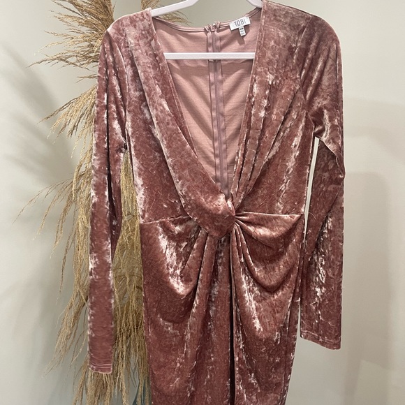 Tobi - VELVET SNOW BODYCON DRESS IN BLUSH, M - Picture 3 of 11